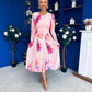 Kaylinn Banded Midi Dress Floral Peach