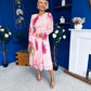 Kaylinn Banded Midi Dress Floral Peach