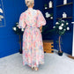 Fabia Puff Sleeve Lace Shirt Dress Cream Blue