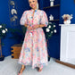 Fabia Puff Sleeve Lace Shirt Dress Cream Blue