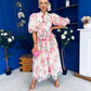 Fabia Puff Sleeve Lace Shirt Dress Cream Rose