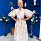 Fabia Puff Sleeve Lace Shirt Dress Cream Green