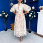 Fabia Puff Sleeve Lace Shirt Dress Cream Green