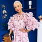Ethna Frill Sleeve Occasion Dress Polka Pink