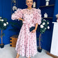 Ethna Frill Sleeve Occasion Dress Polka Pink