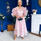 Ethna Frill Sleeve Occasion Dress Polka Pink