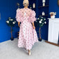 Ethna Frill Sleeve Occasion Dress Polka Pink