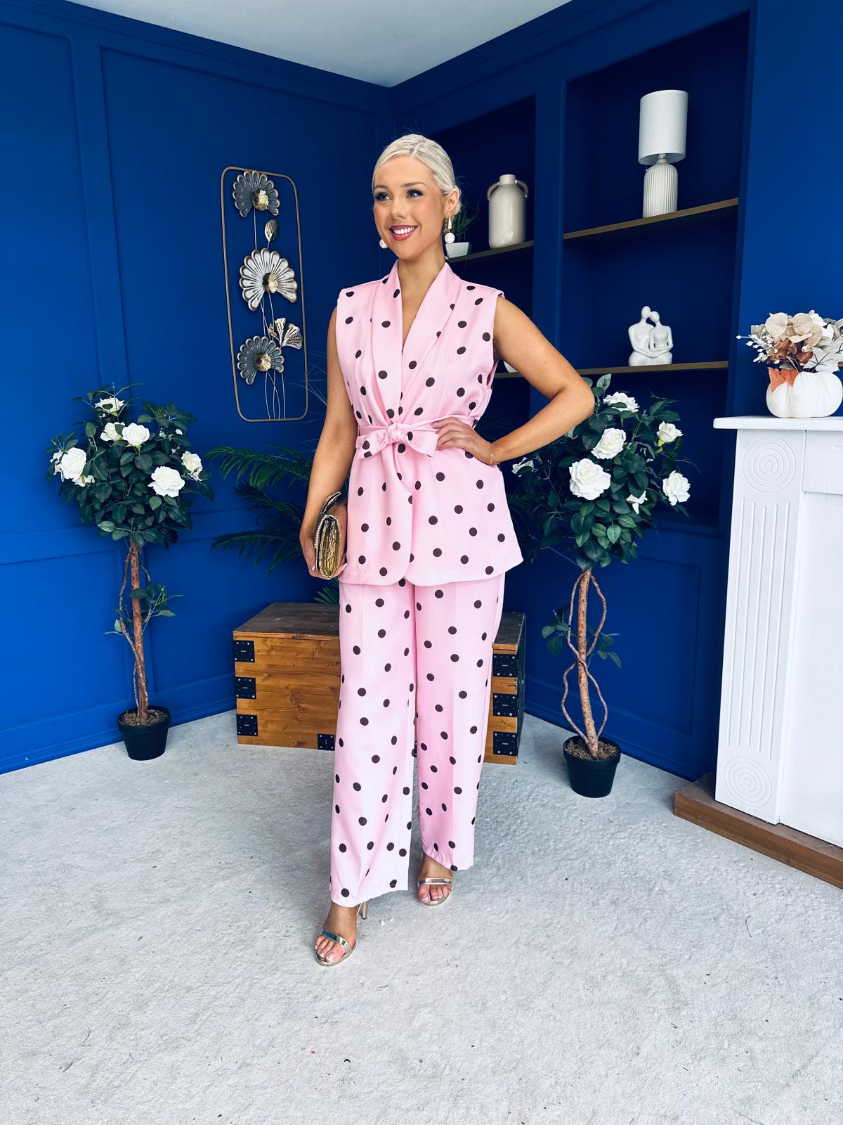 Phoebe Waistcoat & Trouser Set Polka Pink