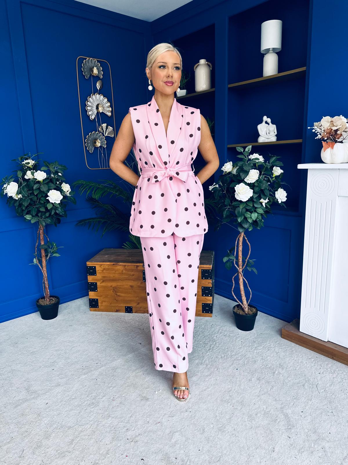 Phoebe Waistcoat & Trouser Set Polka Pink