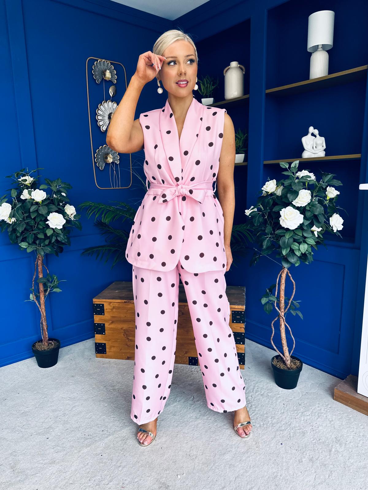 Phoebe Waistcoat & Trouser Set Polka Pink