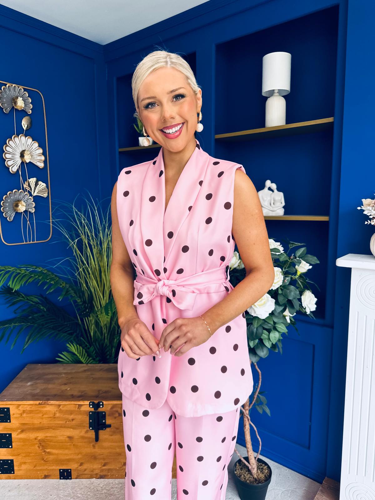 Phoebe Waistcoat & Trouser Set Polka Pink