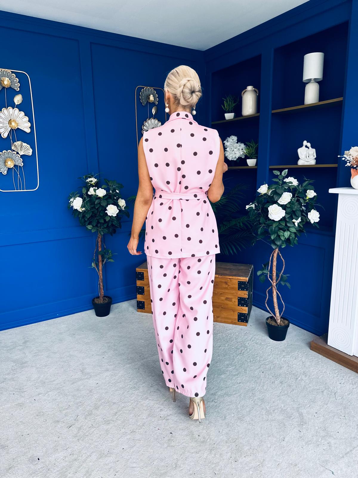 Phoebe Waistcoat & Trouser Set Polka Pink