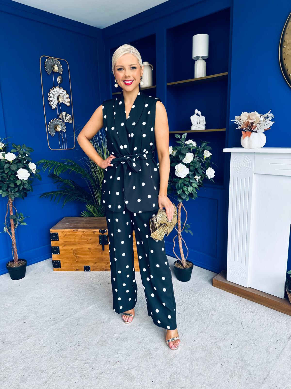 Phoebe Waistcoat & Trouser Set Polka Black