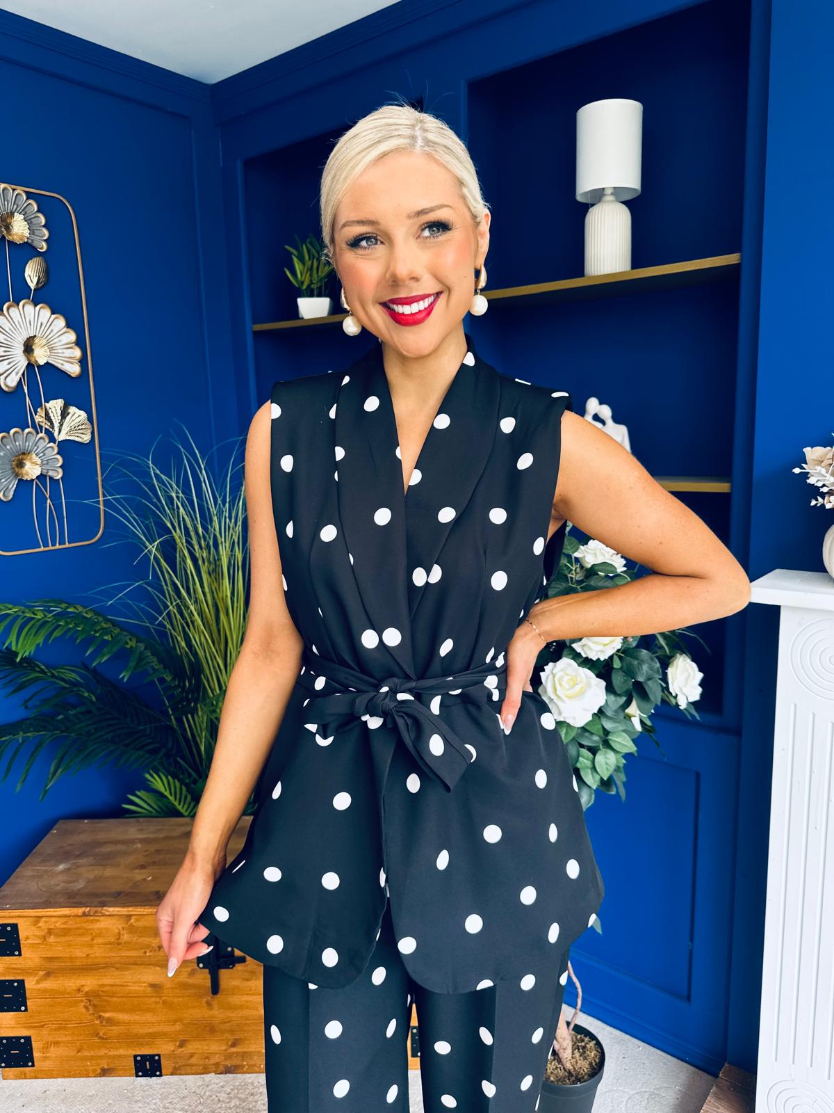 Phoebe Waistcoat & Trouser Set Polka Black