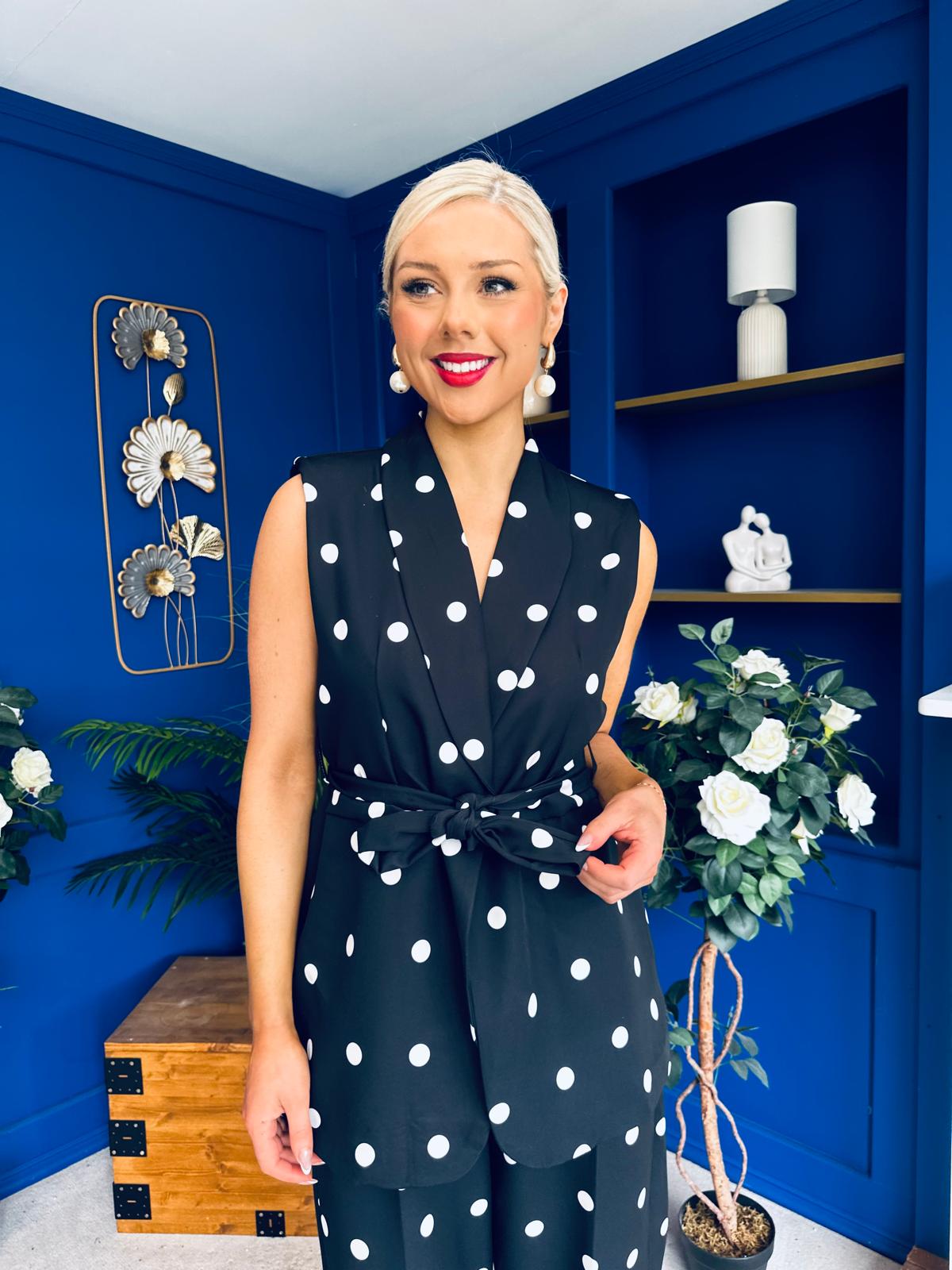 Phoebe Waistcoat & Trouser Set Polka Black