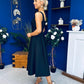 Nesta Boat Neck Skater Midi Dress Black