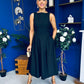 Nesta Boat Neck Skater Midi Dress Black