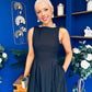 Nesta Boat Neck Skater Midi Dress Black