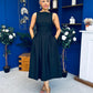Nesta Boat Neck Skater Midi Dress Black