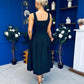 Nesta Boat Neck Skater Midi Dress Black