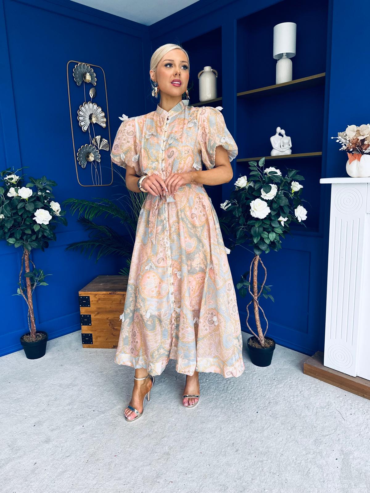 Malory Detailed Midi Shirt Dress Paisley