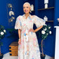 Siobhan Puff Sleeve Lace Shirt Dress Cream Blue