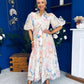 Siobhan Puff Sleeve Lace Shirt Dress Cream Blue