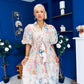 Siobhan Puff Sleeve Lace Shirt Dress Cream Blue