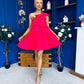 Miley One Shoulder Mini Shift Dress Coral