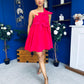 Miley One Shoulder Mini Shift Dress Coral