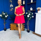 Miley One Shoulder Mini Shift Dress Coral