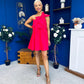 Miley One Shoulder Mini Shift Dress Coral