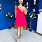 Miley One Shoulder Mini Shift Dress Coral