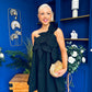 Miley One Shoulder Mini Shift Dress Black
