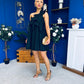 Miley One Shoulder Mini Shift Dress Black