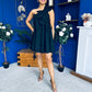 Miley One Shoulder Mini Shift Dress Black