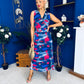 Robyn Pleated Midi Dress Marble Navy