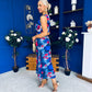 Robyn Pleated Midi Dress Marble Navy