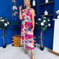 Robyn Pleated Midi Dress Marble Ruby