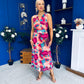 Robyn Pleated Midi Dress Marble Ruby