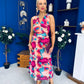 Robyn Pleated Midi Dress Marble Ruby