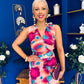 Robyn Pleated Midi Dress Marble Ruby