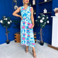 Robyn Pleated Midi Dress Marble Pastel