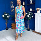 Robyn Pleated Midi Dress Marble Pastel