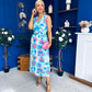 Robyn Pleated Midi Dress Marble Pastel