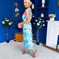 Robyn Pleated Midi Dress Marble Pastel