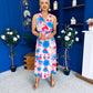 Robyn Pleated Midi Dress Marble Blue