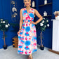Robyn Pleated Midi Dress Marble Blue