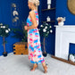 Robyn Pleated Midi Dress Marble Blue