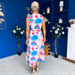 Robyn Pleated Midi Dress Marble Blue